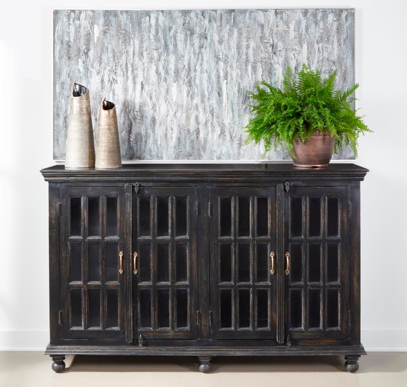 Clearance Coast2Coast Home Black 4Door 77" Media Credenza is available in the Sacramento, CA area